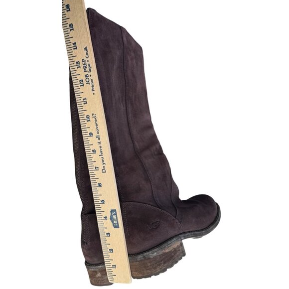 UGG Women's Brown Suede Knee-High Boots Size 9.5 With Side Zipper & Wooden Heel - Picture 11 of 12
